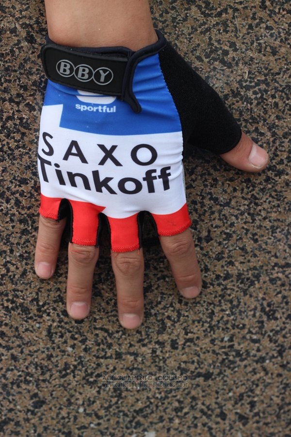 2015 Saxo Bank Tinkoff Guanti Corti Ciclismo Bianco